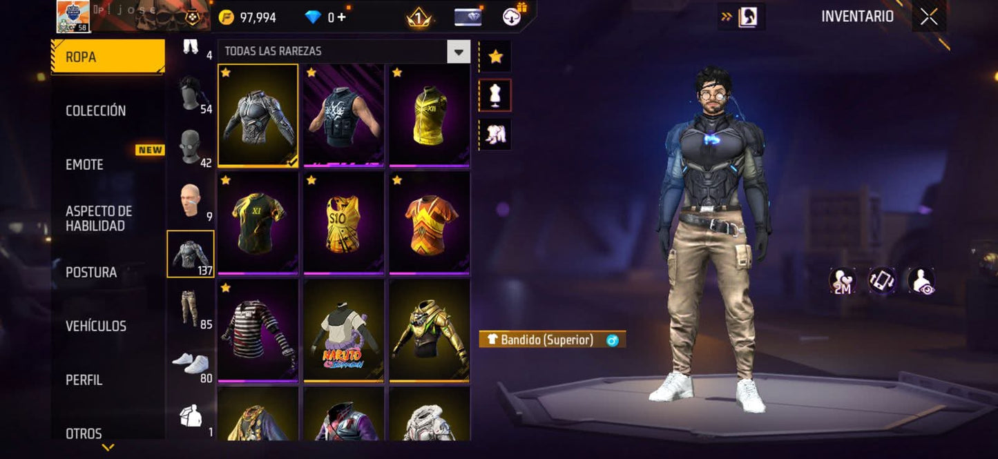 344 FREE FIRE! CUENTA SEMI VETERANA CON 1 EVO, MP40 DE INCUBADORA! 137 PECHOS! CHAQUETAS DE ORO DESDE LA S10! VENOM! NARUTO! JORDANS! ROPA DE EVENTOS Y CUBOS! PERFECTA PARA COMBINAR! REGIÓN: EEUU (399mx @everyone