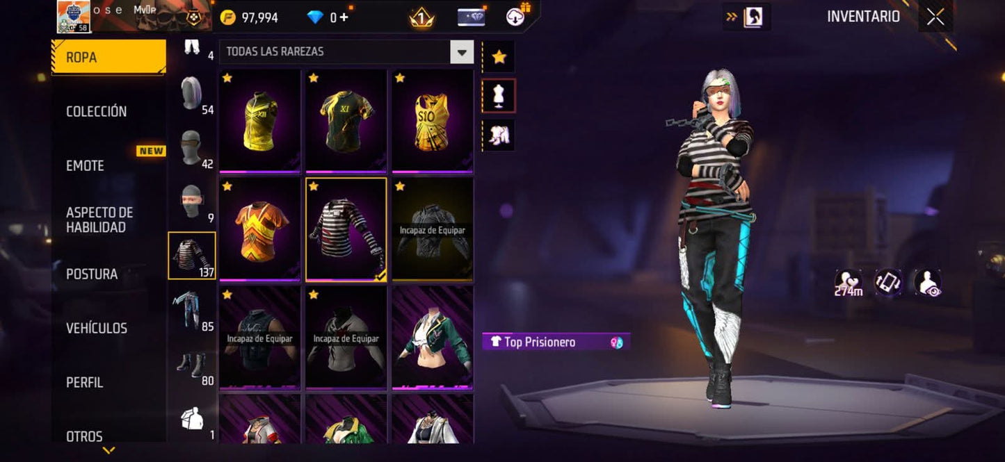 344 FREE FIRE! CUENTA SEMI VETERANA CON 1 EVO, MP40 DE INCUBADORA! 137 PECHOS! CHAQUETAS DE ORO DESDE LA S10! VENOM! NARUTO! JORDANS! ROPA DE EVENTOS Y CUBOS! PERFECTA PARA COMBINAR! REGIÓN: EEUU (399mx @everyone