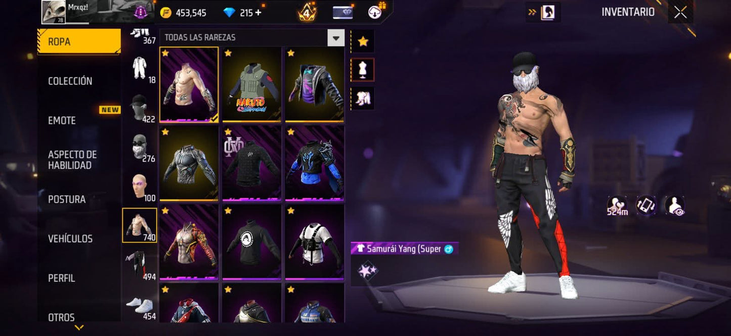 346 FREE FIRE! CUENTA MIXTA CON 10 EVOS, 2 AL NIVEL MÁXIMO Y BUENAS ARMAS DE INCUBADORA! 740 PECHOS!! PASES ANTIGUOS! TRAJE BOOYAH! NARUTO! CUELLOS DE TORTUGA! CHAQUETA DE S10! PLAYERAS DE FUTBOL! ROPA DE EVENTOS E INCUBADORAS! ANGELICALES DE HOMBRE...