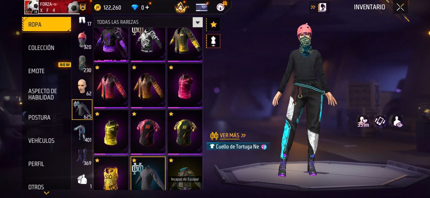 347 FREE FIRE! CUENTA MIXTA Y SEMI VETERANA CON 8 EVOS, 4 AL NIVEL MÁXIMO Y BUENAS ARMAS DE INCUBADORA! 625 PECHOS!!PASES SEMI ANTIGUOS! TRAJE COBRA! CJAQUETAS DE HEROICO Y ORO ANTIGUAS! CUELLO DE TORTUGA! MUCHA ROPA DE EVENTOS E INCUBADORAS CHIDAS!...