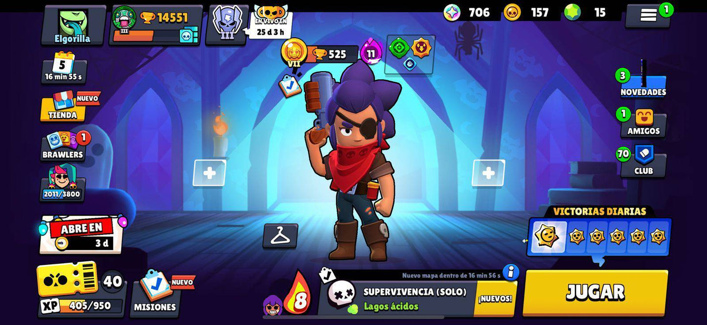026 BRAWL! 14 551 COPAS! 57/95 BRAWLS! 17 BRAWLS CON HYPERCARGA! 2 FUERZA MÁXIMA! VARIOS ATUENDOS DESBLOQUEADOS! 706 GEMAS ESTELARES! (349mx) @everyone