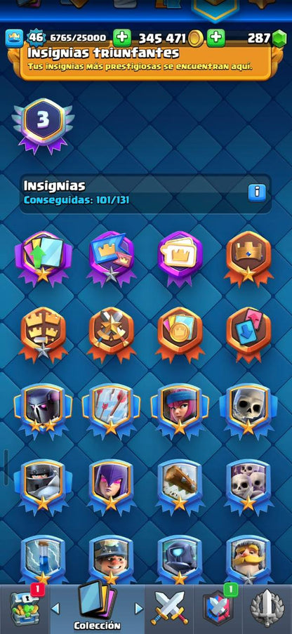 407 CLASH! 9590 COPAS! 2 CARTAS AL 15! 8 CARTAS AL 14! 6 EVOLUTIVAS! 46 EMOTES CON EL REY LLORANDO! 3 TORRES! INSIGNIA DE 3 AÑOS! (399mx) @everyone