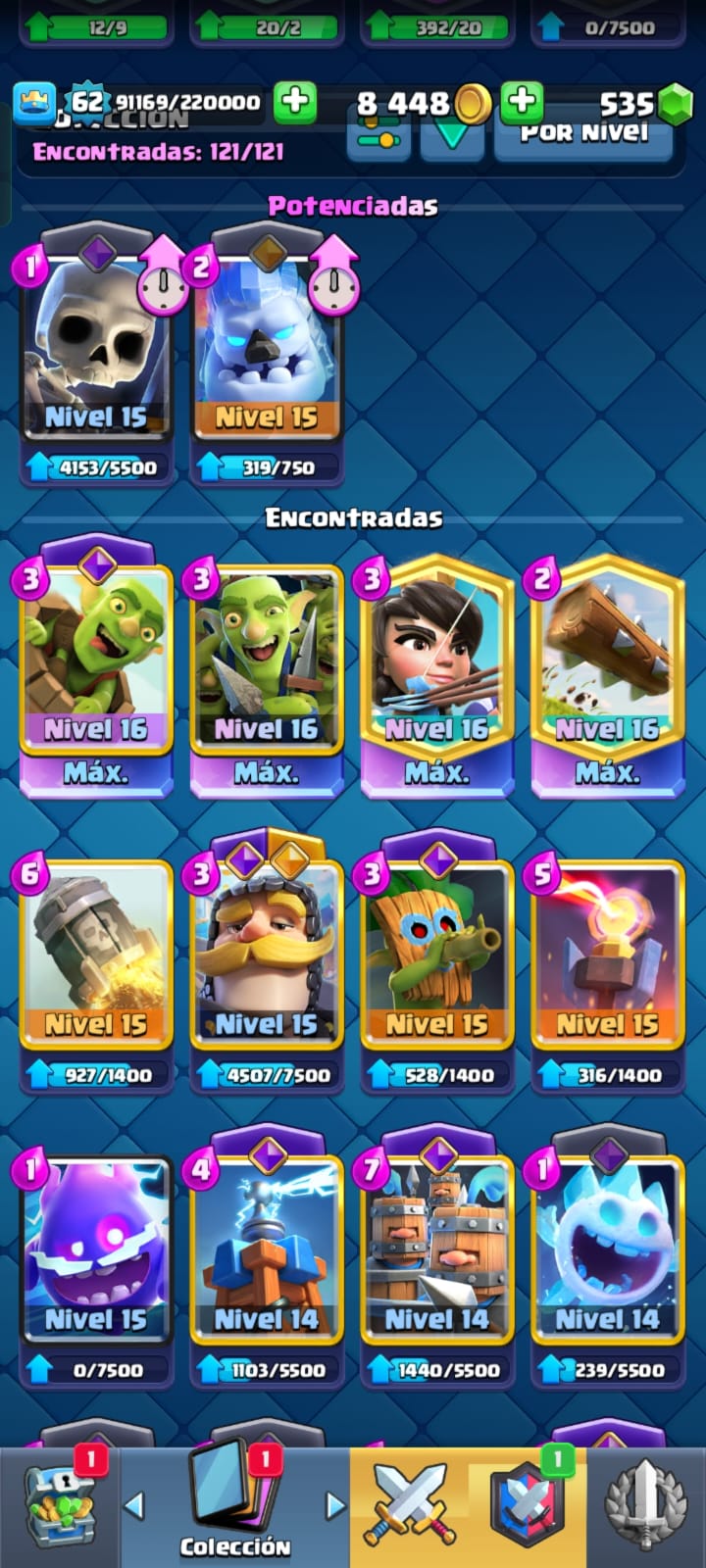 489 CLASH! CUENTA CON 11003 COPAS! 4 CARTAS AL 16! 7 CARTAS AL NIVEL 15! 53 CARTAS AL NIVEL 14! 17 CARTAS CON EVOLUTIVAS! 1 CARTA HÉROE DESBLOQUEADA! 107 EMOTES DE LOS MAS PEDIDOS! 8 TORRES! INSIGNIA DE 9 AÑOTES!!! (1299 MX) @everyone