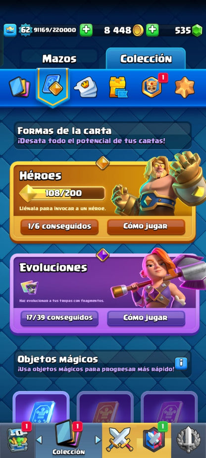 489 CLASH! CUENTA CON 11003 COPAS! 4 CARTAS AL 16! 7 CARTAS AL NIVEL 15! 53 CARTAS AL NIVEL 14! 17 CARTAS CON EVOLUTIVAS! 1 CARTA HÉROE DESBLOQUEADA! 107 EMOTES DE LOS MAS PEDIDOS! 8 TORRES! INSIGNIA DE 9 AÑOTES!!! (1299 MX) @everyone