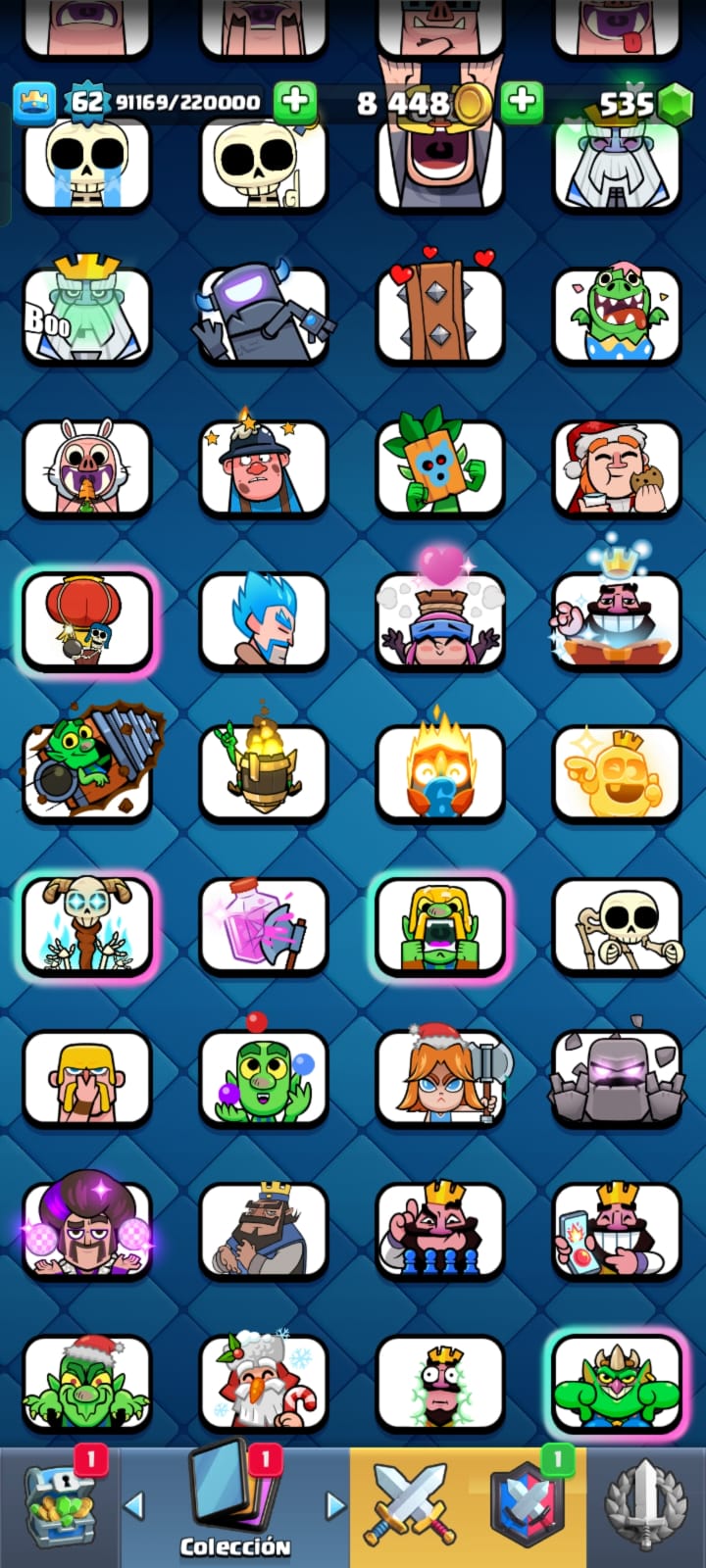 489 CLASH! CUENTA CON 11003 COPAS! 4 CARTAS AL 16! 7 CARTAS AL NIVEL 15! 53 CARTAS AL NIVEL 14! 17 CARTAS CON EVOLUTIVAS! 1 CARTA HÉROE DESBLOQUEADA! 107 EMOTES DE LOS MAS PEDIDOS! 8 TORRES! INSIGNIA DE 9 AÑOTES!!! (1299 MX) @everyone