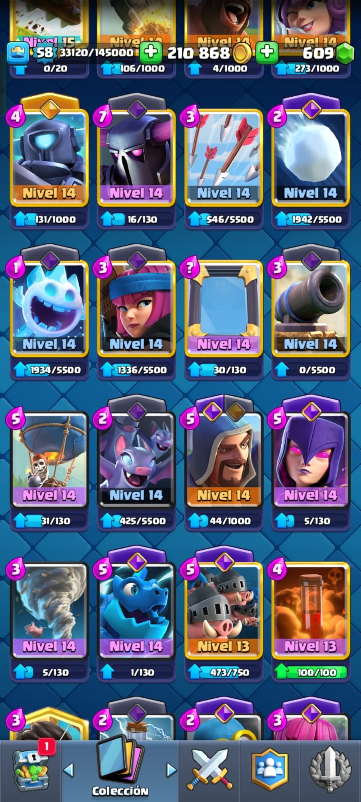 490 CLASH! CUENTA CON 10560 COPAS! 1 CARTA AL NIVEL 16! 10 CARTAS AL NIVEL 15! 17 CARTAS AL NIVEL 14! 2 CARTAS HÉROES DESBLOQUEADAS Y 12 CARTAS EVOLUTIVAS ADQUIRIDAS! 103 EMOTEEES! 10 TORRES! INSIGNIA DE 7 AÑOTES!  (799 MX) @everyone