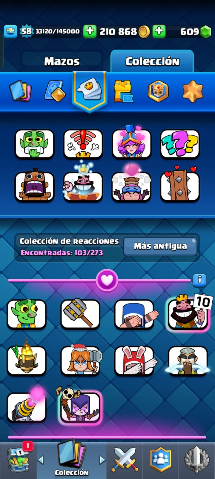 490 CLASH! CUENTA CON 10560 COPAS! 1 CARTA AL NIVEL 16! 10 CARTAS AL NIVEL 15! 17 CARTAS AL NIVEL 14! 2 CARTAS HÉROES DESBLOQUEADAS Y 12 CARTAS EVOLUTIVAS ADQUIRIDAS! 103 EMOTEEES! 10 TORRES! INSIGNIA DE 7 AÑOTES!  (799 MX) @everyone