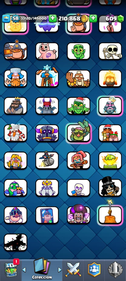 490 CLASH! CUENTA CON 10560 COPAS! 1 CARTA AL NIVEL 16! 10 CARTAS AL NIVEL 15! 17 CARTAS AL NIVEL 14! 2 CARTAS HÉROES DESBLOQUEADAS Y 12 CARTAS EVOLUTIVAS ADQUIRIDAS! 103 EMOTEEES! 10 TORRES! INSIGNIA DE 7 AÑOTES!  (799 MX) @everyone