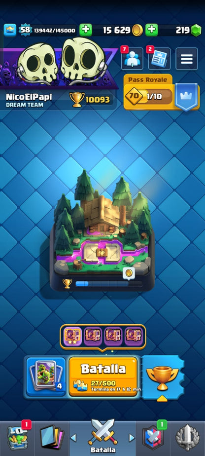 491 CLASH! CUENTA CON 10093 COPAS! 2 CARTAS AL NIVEL 16! 8 CARTAS AL NIVEL 15! 14 CARTAS AL NIVEL 14! 2 CARTAS HÉROE! 16 CARTAS EVOLUTIVAS! 75 EMOTES! 9 TORRES! INSIGNIA DE 1 AÑITO! (599 MX) @everyone