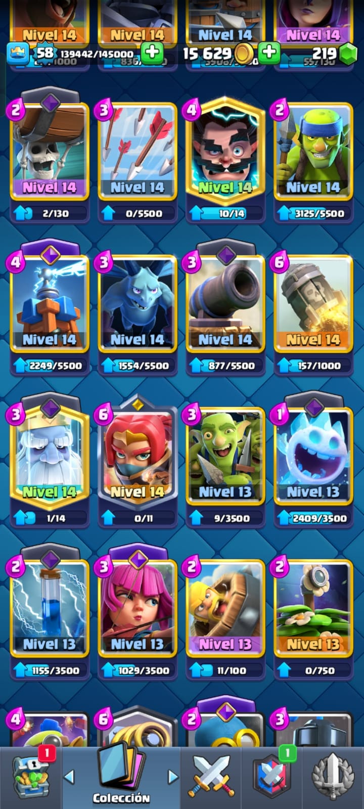 491 CLASH! CUENTA CON 10093 COPAS! 2 CARTAS AL NIVEL 16! 8 CARTAS AL NIVEL 15! 14 CARTAS AL NIVEL 14! 2 CARTAS HÉROE! 16 CARTAS EVOLUTIVAS! 75 EMOTES! 9 TORRES! INSIGNIA DE 1 AÑITO! (599 MX) @everyone