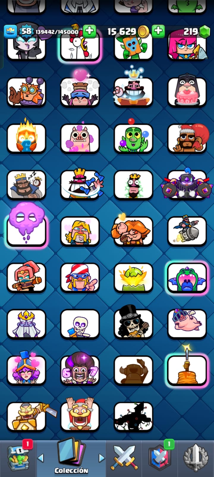 491 CLASH! CUENTA CON 10093 COPAS! 2 CARTAS AL NIVEL 16! 8 CARTAS AL NIVEL 15! 14 CARTAS AL NIVEL 14! 2 CARTAS HÉROE! 16 CARTAS EVOLUTIVAS! 75 EMOTES! 9 TORRES! INSIGNIA DE 1 AÑITO! (599 MX) @everyone