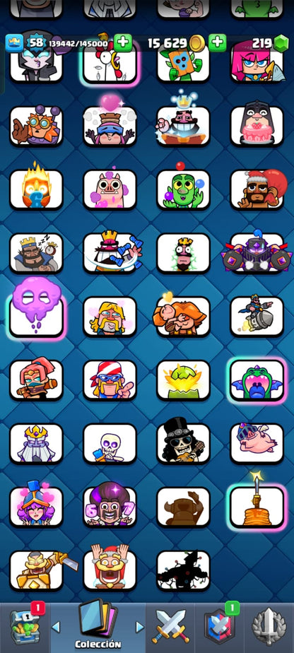 491 CLASH! CUENTA CON 10093 COPAS! 2 CARTAS AL NIVEL 16! 8 CARTAS AL NIVEL 15! 14 CARTAS AL NIVEL 14! 2 CARTAS HÉROE! 16 CARTAS EVOLUTIVAS! 75 EMOTES! 9 TORRES! INSIGNIA DE 1 AÑITO! (599 MX) @everyone