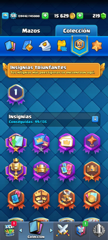 491 CLASH! CUENTA CON 10093 COPAS! 2 CARTAS AL NIVEL 16! 8 CARTAS AL NIVEL 15! 14 CARTAS AL NIVEL 14! 2 CARTAS HÉROE! 16 CARTAS EVOLUTIVAS! 75 EMOTES! 9 TORRES! INSIGNIA DE 1 AÑITO! (599 MX) @everyone
