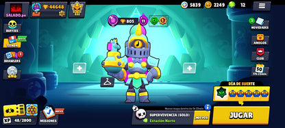 82 BRAWL! CUENTA CON 41880 COPAS! 34 BRAWLERS CON HIPERCARGA! 3 BRAWLERS CON FUERZA MÁXIMA! 9 BRAWLERS CON ASPECTO LEGENDARIO DESBLOQUEADOS! 4 BRAWLERS CON ASPECTO DE HIPERCARGA ADQUIRIDOS! 98/98 BRAWLERS DESBLOQUEADOS! Y MUCHÍSIMOS GADGETS Y...