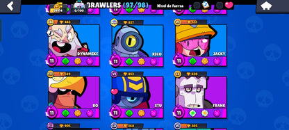 84 BRAWL! CUENTA CON 38914 COPAS! 36 BRAWLERS CON HIPERCARGA! 3 BRAWLERS CON FUERZA MÁXIMA! DOS ASPECTOS LEGENDARIOS! 5 ASPECTOS DE HIPERCARGA! MUCHAS HABILIDADES ESTELARES! (799 MX) @everyone
