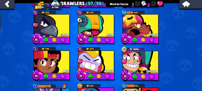 84 BRAWL! CUENTA CON 38914 COPAS! 36 BRAWLERS CON HIPERCARGA! 3 BRAWLERS CON FUERZA MÁXIMA! DOS ASPECTOS LEGENDARIOS! 5 ASPECTOS DE HIPERCARGA! MUCHAS HABILIDADES ESTELARES! (799 MX) @everyone