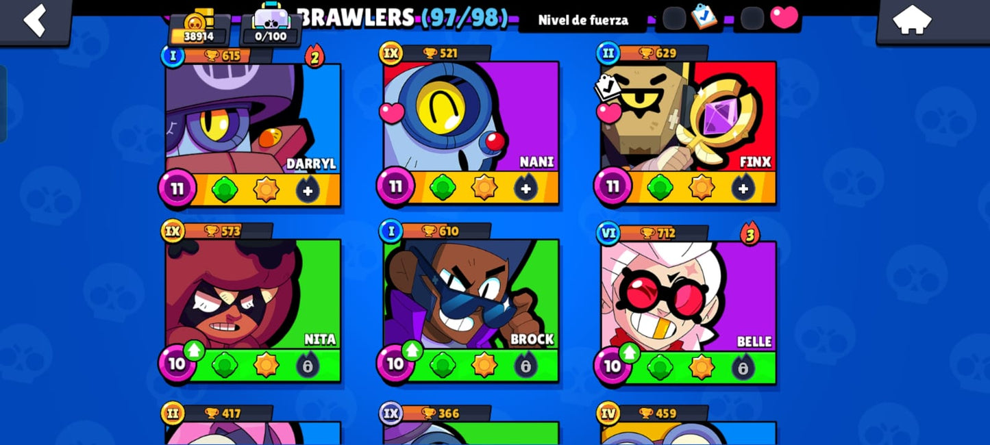 84 BRAWL! CUENTA CON 38914 COPAS! 36 BRAWLERS CON HIPERCARGA! 3 BRAWLERS CON FUERZA MÁXIMA! DOS ASPECTOS LEGENDARIOS! 5 ASPECTOS DE HIPERCARGA! MUCHAS HABILIDADES ESTELARES! (799 MX) @everyone