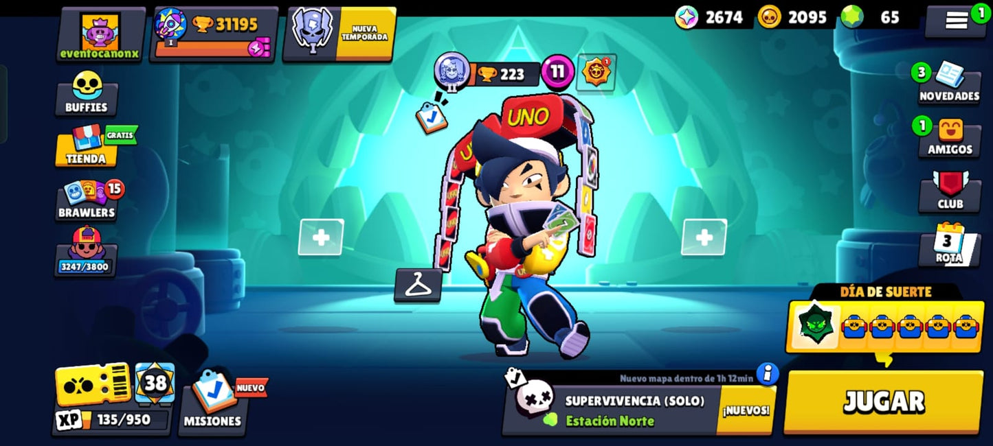 85 BRAWL! CUENTA CON 31195 COPAS! 18 BRAWLERS CON HIPERCARGA! 13 BRAWLERS CON FUERZA MÁXIMA! 3 ASPECTOS LEGENDARIOS! 10 ASPECTOS DE HIPERCARGA! (549 MX) @everyone