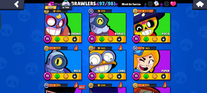 85 BRAWL! CUENTA CON 31195 COPAS! 18 BRAWLERS CON HIPERCARGA! 13 BRAWLERS CON FUERZA MÁXIMA! 3 ASPECTOS LEGENDARIOS! 10 ASPECTOS DE HIPERCARGA! (549 MX) @everyone