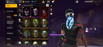 246 FREE FIRE!! CUENTA MIXTA CON 6 EVOS! Y BUENAS ARMAS!! MAS DE 200 PECHOS!! CUELLO DE TORTUGA! TRAJES DE NARUTO! SCORPION! MUCHA ROPA DE EVENTO!! ANGELICALES DE HOMBRE Y MUJER!! PERFECTA PARA COMBINAR CON TODO! REGION: EEUU (1099mx)