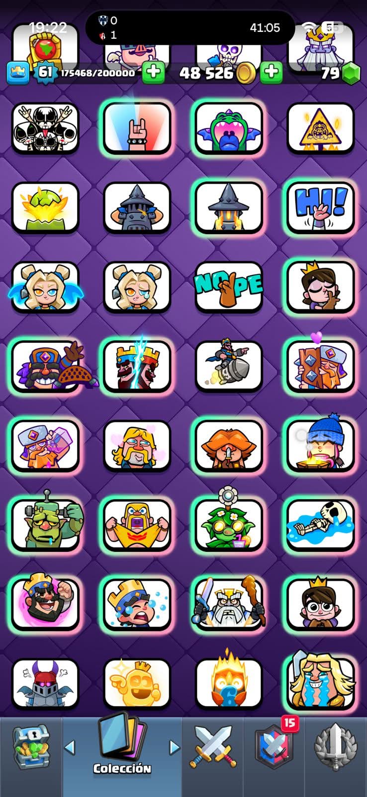 438 CLASH! MINI GRIAL! 10,030 COPAS! LIGA 7 COMPETITIVA! 1 CARTA AL 16 MAX! 18 CARTAS AL 15! 22 CARTAS AL 14! 1 HÉROE! 18 CARTAS EVOLUTIVAS! 79 EMOTES EXCLUSIVOS! 12 TORRES! INSIGNIA DE 4 AÑOS! (1249mx) @everyone