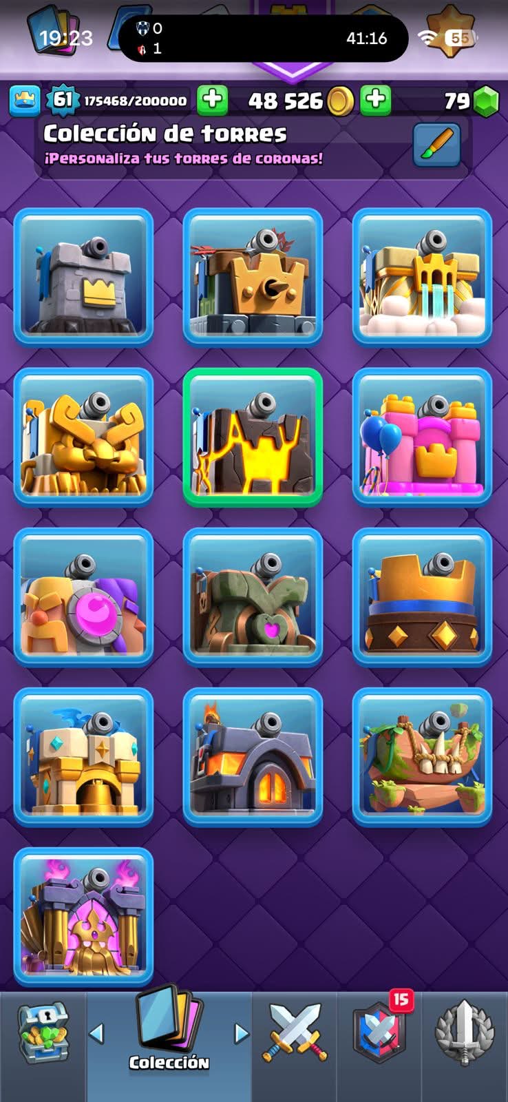 438 CLASH! MINI GRIAL! 10,030 COPAS! LIGA 7 COMPETITIVA! 1 CARTA AL 16 MAX! 18 CARTAS AL 15! 22 CARTAS AL 14! 1 HÉROE! 18 CARTAS EVOLUTIVAS! 79 EMOTES EXCLUSIVOS! 12 TORRES! INSIGNIA DE 4 AÑOS! (1249mx) @everyone