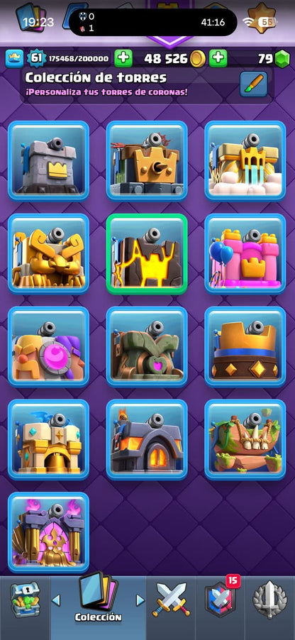 438 CLASH! MINI GRIAL! 10,030 COPAS! LIGA 7 COMPETITIVA! 1 CARTA AL 16 MAX! 18 CARTAS AL 15! 22 CARTAS AL 14! 1 HÉROE! 18 CARTAS EVOLUTIVAS! 79 EMOTES EXCLUSIVOS! 12 TORRES! INSIGNIA DE 4 AÑOS! (1249mx) @everyone