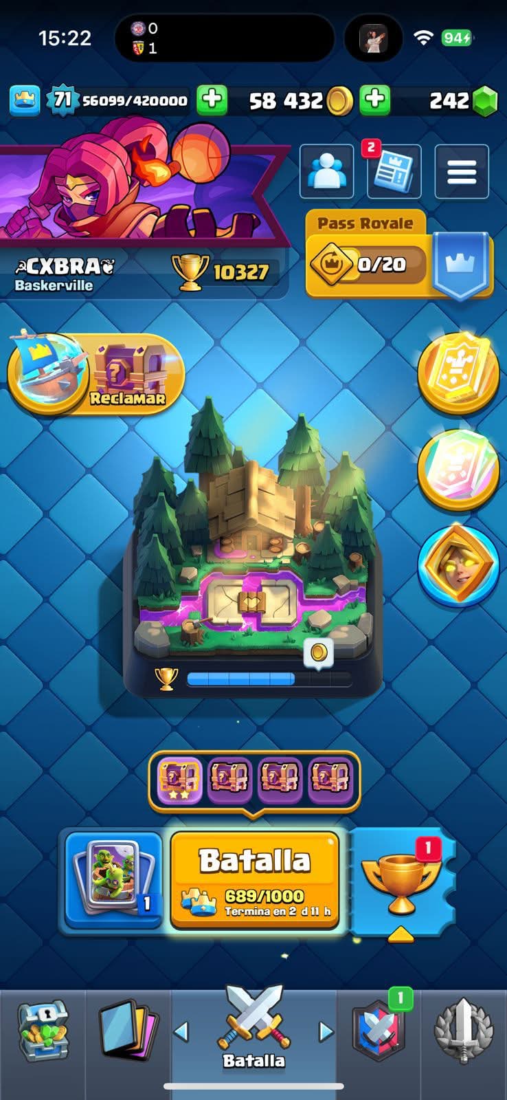 432 CLASH! MINI GRIAL! 10,327 COPAS! 12 CARTAS AL 16 MAX! 6 CARTAS AL 15! 42 CARTAS AL 14! 1 HEROE! 24 CARTAS EVOLUTIVAS! 125 EMOTES EXCLUSIVOS! 11 TORRES! INSIGNIA DE 5 AÑOS! (1899 mx) @everyone