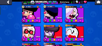88 BRAWL! CUENTA CON 35074 COPAS! 81/99 BRAWLERS DESBLOQUEADOS! 16 BRAWLERS CON HIPERCARGA! 7 BRAWLERS CON FUERZA MÁXIMA! 2 BRAWLERS CON ASPECTOS LEGENDARIOS! 5 BRAWLERS CON ASPECTOS DE HIPERCARGA! (499 MX) @everyone