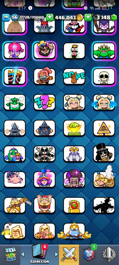 494 CLASH! CUENTA CON 10586 COPAS! 11 CARTAS AL NIVEL 15! 20 CARTAS AL NIVEL 14! UNA CARTA HÉROE! 11 CARTAS EVOLUTIVAS DESBLOQUEADAS! 91 EMOTES! 9 TORRES! INSIGNIA DE 4 AÑOOS! (749 MX) @everyone