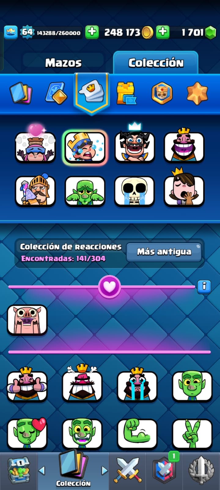 493 CLASH! CUENTA CON 10341 COPAS! 5 CARTAS AL NIVEL 16! 12 CARTAS AL NIVEL 15! 32 CARTAS AL NIVEL 14! 141 EMOTES! 10 TORRES! INSIGNIA DE 4 AÑOS! (1149 MX) @everyone