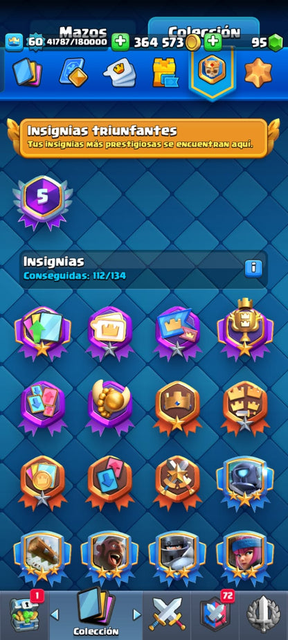 495 CLASH! 10059 COPAS! 2 CARTAS AL NIVEL 16! 10 CARTAS AL NIVEL 15! 19 CARTAS AL NIVEL 14! 13 CARTAS HÉROES DESBLOQUEADAS! 104 EMOTES DE LOS MAS PEDIDOS! 18 TORRES! INSIGNIA DE 5 AÑOS!! (799 MX) @everyone