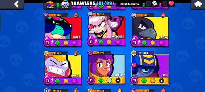 88 BRAWL! CUENTA CON 35074 COPAS! 81/99 BRAWLERS DESBLOQUEADOS! 16 BRAWLERS CON HIPERCARGA! 7 BRAWLERS CON FUERZA MÁXIMA! 2 BRAWLERS CON ASPECTOS LEGENDARIOS! 5 BRAWLERS CON ASPECTOS DE HIPERCARGA! (499 MX) @everyone