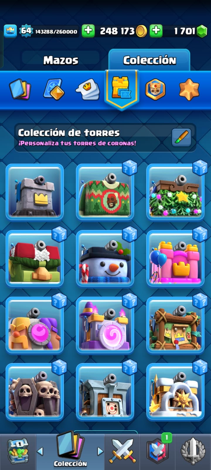 493 CLASH! CUENTA CON 10341 COPAS! 5 CARTAS AL NIVEL 16! 12 CARTAS AL NIVEL 15! 32 CARTAS AL NIVEL 14! 141 EMOTES! 10 TORRES! INSIGNIA DE 4 AÑOS! (1149 MX) @everyone