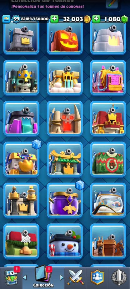 477 CLASH! CON 8623 COPAS! 1 CARTAS AL NIVEL16! 12 CARTAS AL NIVEL 15! 46 CARTAS AL NIVEL 14! 14 CARTAS EVOLUTIVAS CONSEGUIDAS! 129 EMOTES! 22 TORRES! INSIGNIA DE 8 AÑOS! (1399 MX) @everyone