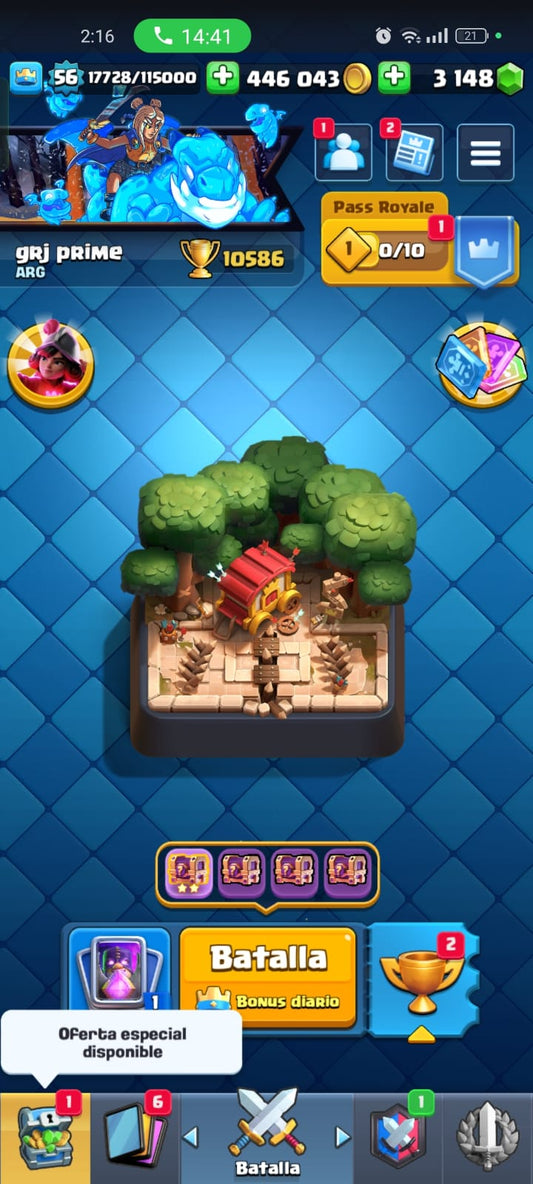 494 CLASH! CUENTA CON 10586 COPAS! 11 CARTAS AL NIVEL 15! 20 CARTAS AL NIVEL 14! UNA CARTA HÉROE! 11 CARTAS EVOLUTIVAS DESBLOQUEADAS! 91 EMOTES! 9 TORRES! INSIGNIA DE 4 AÑOOS! (749 MX) @everyone