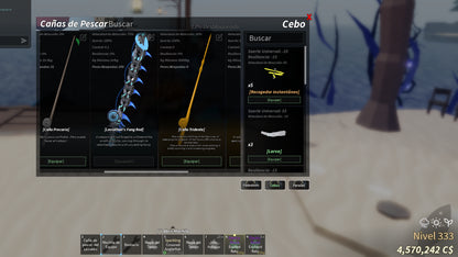 539 ROBLOX FISCH CON BUENAS CAÑAS, CEBOS, NIVEL 333, BUEN EC! PRECIO: