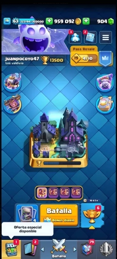 191 CLASH! MINI GRIAL!! 13 500 COPAS!! 40 CARTAS ELITES! 64 CARTAS AL NIVEL 14! TIENE EL EMOTE MÁS EXCLUSIVO DEL JUEGO! 226 EMOTES! 904 GEMAS! INSIGNIA DE 7 AÑOS! 42 TORRES! 🔥 (3350mx) @everyone