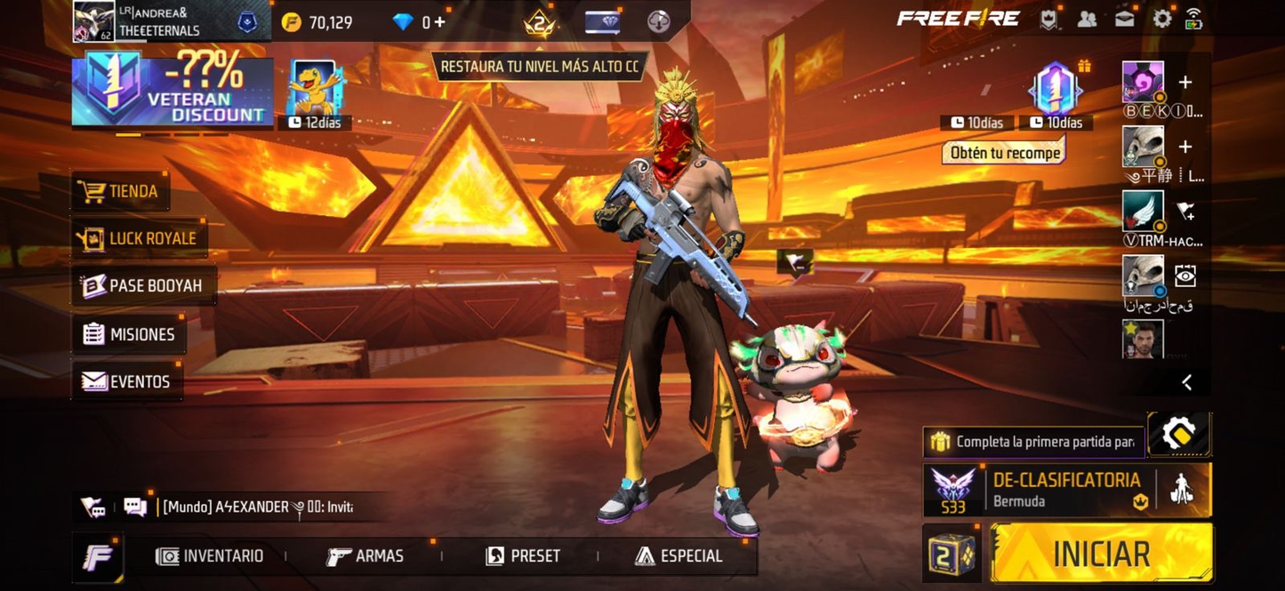 81 FREE FIRE! CUENTA CON 5 EVOS A UN NIVEL PERFECTO PARA EMPEZAR! YING YANG GRIS! BASTANTE ROPA BUENA! CAMISAS DE FUTBOL! (999mx) @everyone REGIÓN: EEUU