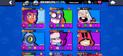 79 BRAWL! 61/98 BRAWLERS! 9 BRAWLERS CON HYPERCARGA! 9 BRAWLERS AL MAX! 8,915 COPAS! 1,591 PUNTOS ESTELARES! SKINS MUY BUENAS! (399 MX) @everyone